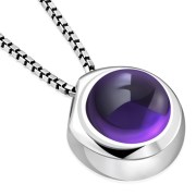 Amethyst Round Silver Pendant, p100