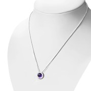 Amethyst Round Silver Pendant, p100