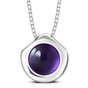 Amethyst Round Silver Pendant, p100