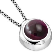 Garnet Stone Round Silver Pendant, p100