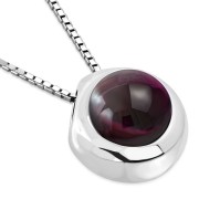 Garnet Stone Round Silver Pendant, p100