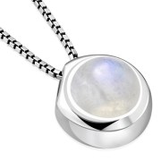 Rainbow Moonstone Round Silver Pendant, p100