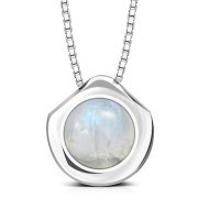 Rainbow Moonstone Round Silver Pendant, p100