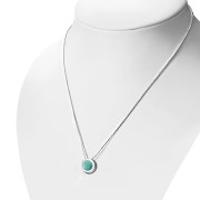 Turquoise Round Silver Pendant, p100