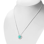 Turquoise Round Silver Pendant, p100