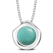 Turquoise Round Silver Pendant, p100