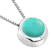 Turquoise Round Silver Pendant, p100