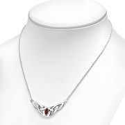 Red Agate Celtic Knot Silver Necklace 40cm / 15.5 Inch