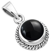 Black Onyx Round Silver Pendant, p115