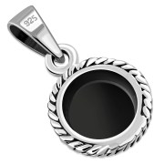 Black Onyx Round Silver Pendant, p115