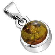 Amber Round Silver Pendant, p116