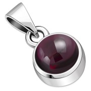 Garnet Round Silver Pendant, p116