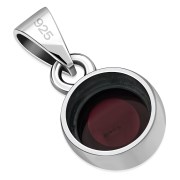 Garnet Round Silver Pendant, p116