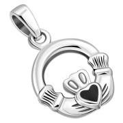 Tiny Claddagh Pendant w Black Onyx, p158