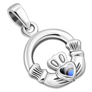 Tiny Claddagh Pendant w Abalone, p158