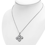 Jerusalem Cross Silver Pendant set w/ Clear CZ, p266