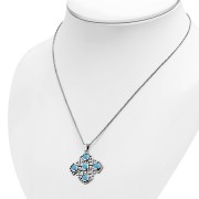 Synthetic Opal Jerusalem Cross Silver Pendant, p266