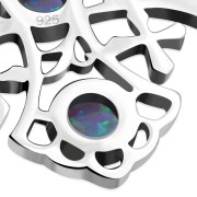Synthetic Opal Jerusalem Cross Silver Pendant, p266