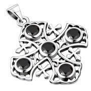 Jerusalem Cross Black Onyx Silver Pendant, p266