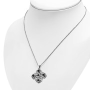Jerusalem Cross Black Onyx Silver Pendant, p266