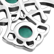 Turquoise Jerusalem Cross Silver Pendant, p266