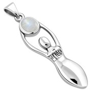 Rainbow Moonstone Goddess Silver Pendant, p283 