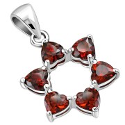 Heart Shape Garnet CZ Star David Pendant, p345