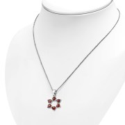 Heart Shape Garnet CZ Star David Pendant, p345