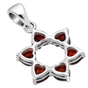 Heart Shape Garnet CZ Star David Pendant, p345