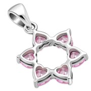 Heart Shape Pink CZ Star David Pendant, p345