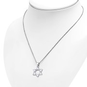 Heart Shape Clear CZ Star David  Pendant, p345