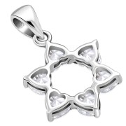 Heart Shape Clear CZ Star David  Pendant, p345