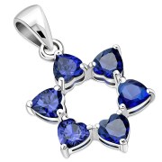 Heart Shape Blue CZ Star of David Pendant, p345