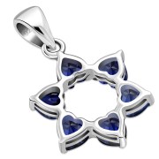 Heart Shape Blue CZ Star of David Pendant, p345