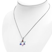 Heart Shape Mix Color CZ Star David Pendant, p345