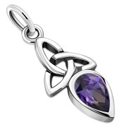 Amethyst CZ Tiny Celtic Trinity Knot Pendant, p346