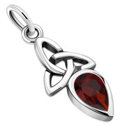 Garnet CZ Tiny Celtic Trinity Knot Pendant, p346