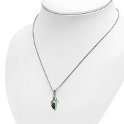 Tiny Celtic Green Trinity Knot Silver Pendant, p346