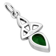 Tiny Celtic Green Trinity Knot Silver Pendant, p346