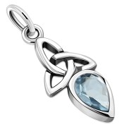 Blue Topaz CZ Tiny Celtic Trinity Knot Pendant, p346