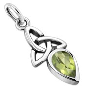 Peridot CZ Tiny Celtic Trinity Knot Pendant, p346