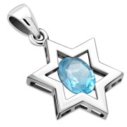 Blue Topaz Star David Pendant, p357