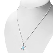 Blue Topaz Star David Pendant, p357