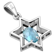 Blue Topaz Star David Pendant, p357