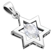 Clear CZ Star of David Silver Pendant, p357