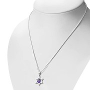 Amethyst CZ Star of David Silver Pendant, p357