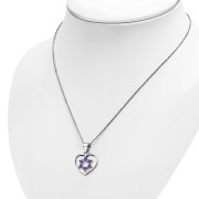 Amethyst CZ Heart Shape Star David Silver Pendant, p360
