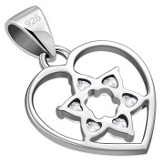 Heart Star of David Silver Pendant set w/ Clear CZ, p360