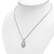 Clear CZ Hamsa Silver Pendant, p370