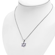 Tiny Star of David Silver Pendant w Amethyst CZ, p377